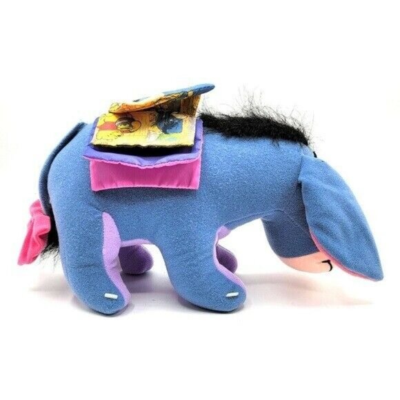 Mattel Eeyore Flip Book Plush Blue 12" On Back Hook Loop Removable Tail Vintage - Picture 5 of 9